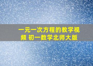 一元一次方程的教学视频 初一数学北师大版